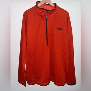 The North Face 1/2 Zip Up Collared Jacket Size XXL Orange Polyester Elastane